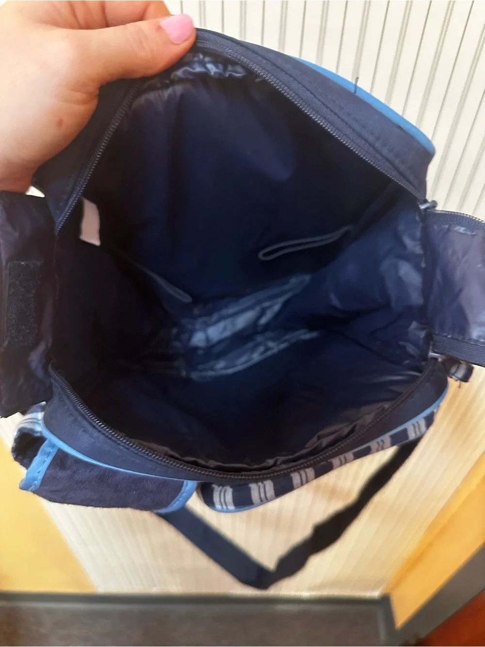 Vintage Carter’s Diaper Bag y2k navy blue plaid neutral